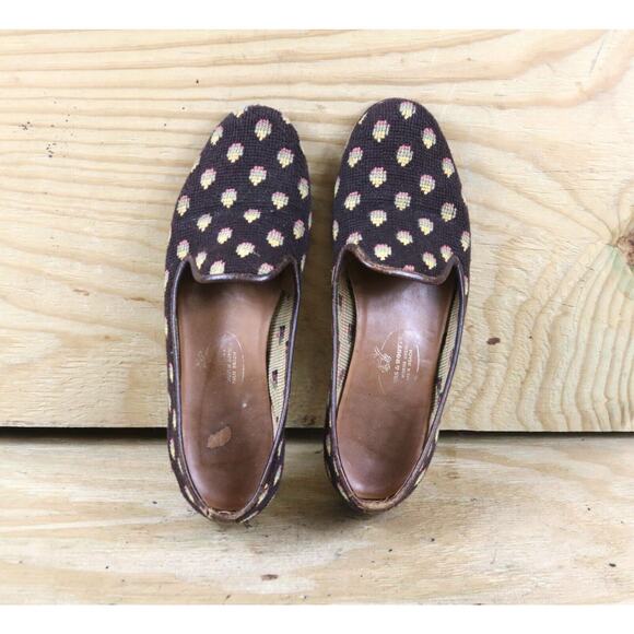 Stubbs Wootton Womens 7 Palm Beach Needlpoint Floral Loafers Slip On Shoes - Picture 4 of 7